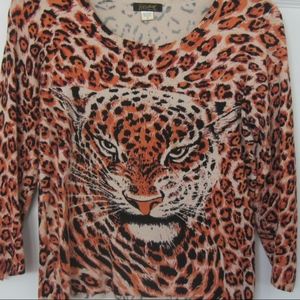 Vintage Elizabeth animal print pullover, Sz S